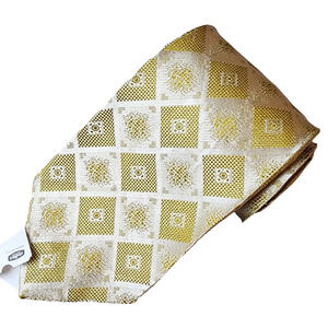 Vintage Woodward & Lothrop Gold Geometric Necktie 100% Silk 3"x 54"